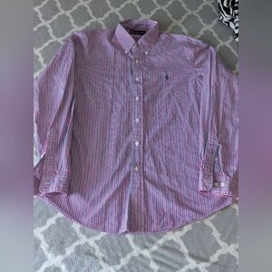 Ralph Lauren Custom Fit Striped Button Down Shirt Size L